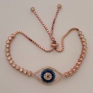 🧿925 Silver evileye bracelet bolo cubic zirconia oval shape